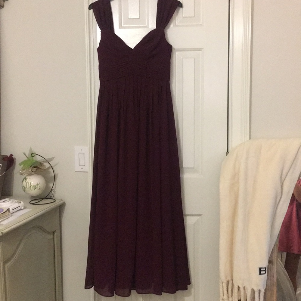 Deep purple floor length gown. Lulus.